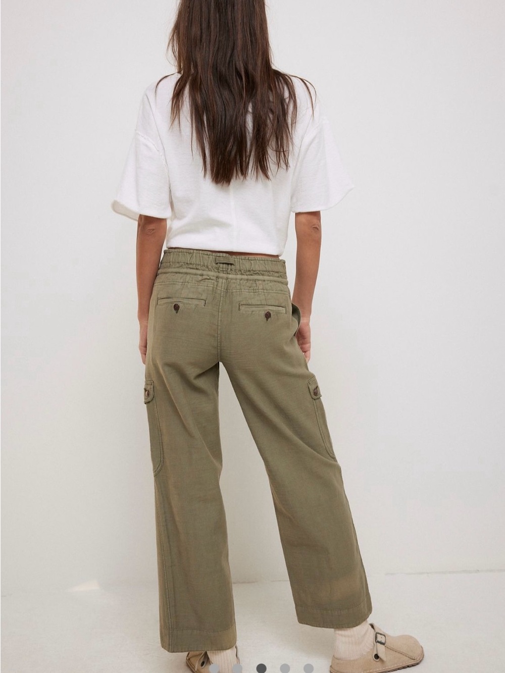 Free People We The Free Park Ave Pull-On Cargo Pants Size Large in Olive Green - Picture 2 of 6